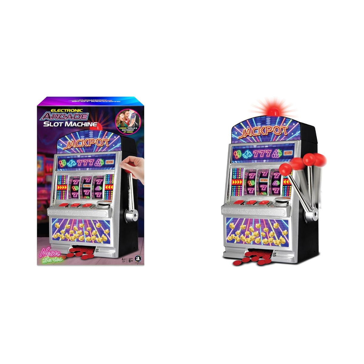 Slot Machine Toy, Kids Money Bank, Requires 2 AA Batteries, Ages 6+