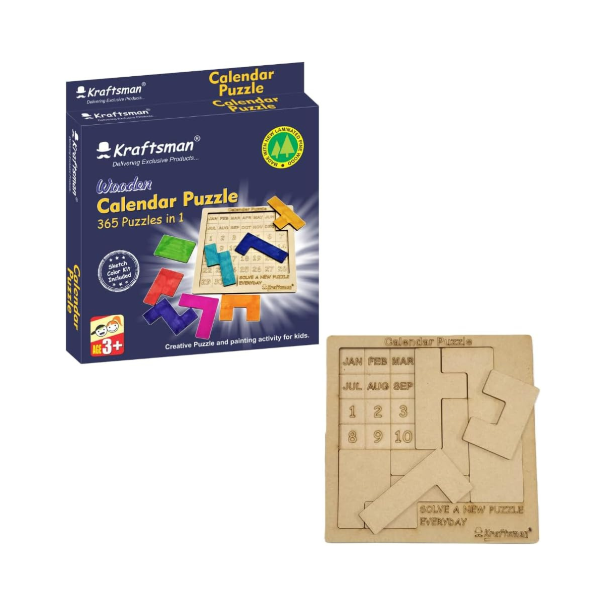 Color Your Own Calendar Puzzle 365 Puzzles in 1 with Sketch Color Kit Portable DIY Brain Teaser for Kids Ages 4+
