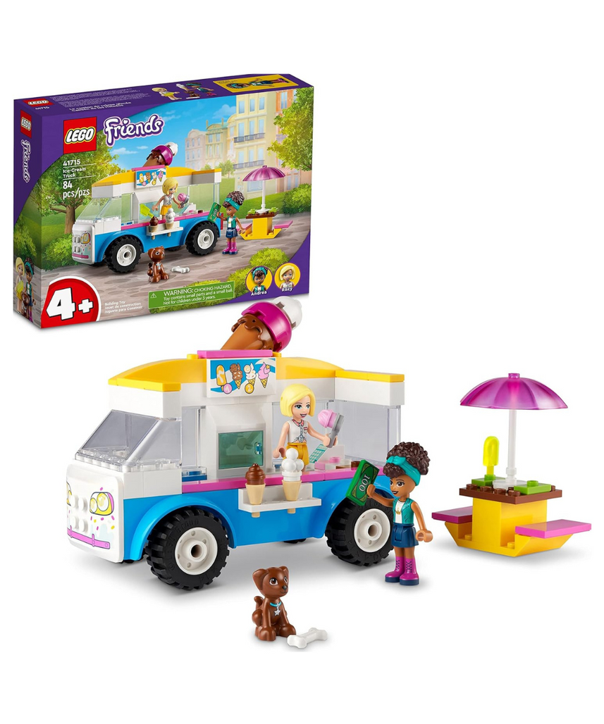 مجموعة بناء شاحنة الآيس كريم 41715 من ليجو فريندز، 84 قطعة مع دميتي أندريا وروكسي الصغيرتين، وشخصية كلب وملحقاتها، لعبة تظاهر للأطفال من سن 4 سنوات فما فوق