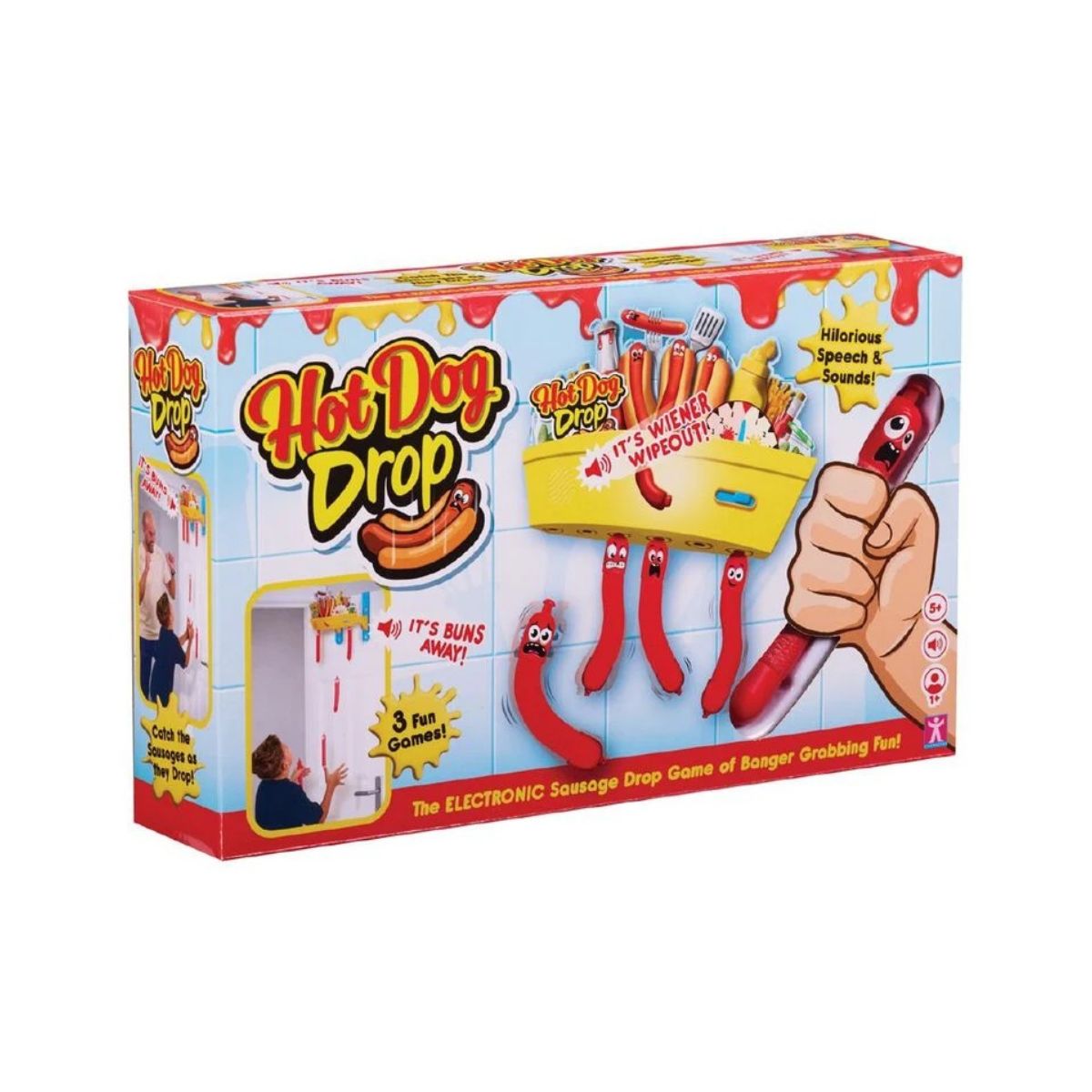Hot Dog Drop Game, Fun Family Game for Kids 5+ Years, Exciting Fast-Paced Sausage Grabbing Game