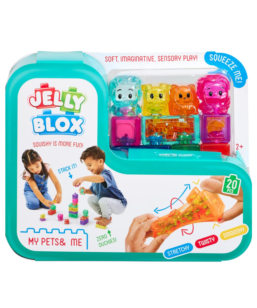 Goliath Jelly Blox My Pets and Me, 20 Piece Soft Squishy Building Blocks for Toddlers, Sensory Stackable Ouch Free Blocks for Boys and Girls Age 2+