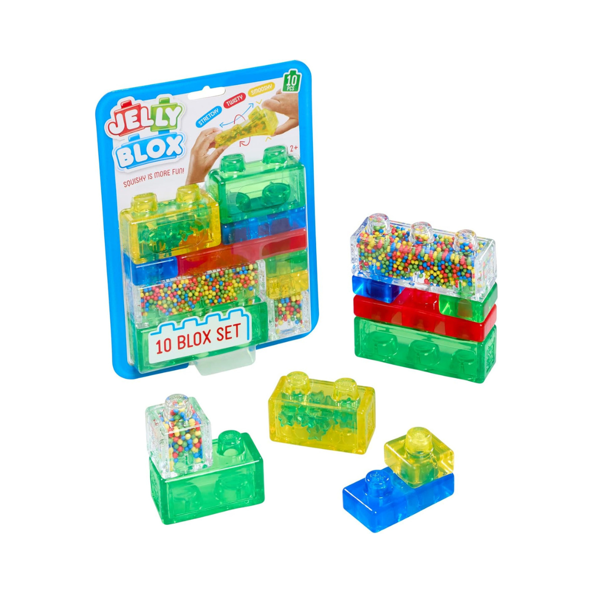 Goliath Jelly Blox 10-Piece Sensory Building Blocks, Soft Squishy Toddler Toys, Fine Motor Skills Development, Creative Hands-On Play for Ages 2+, Colorful Textured Blocks, Safe Non-Toxic Plastic, Educational Construction Set