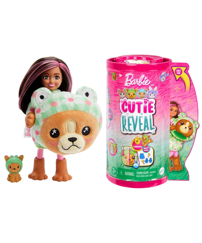 Barbie Cutie Reveal Costume-Themed Chelsea Doll & Accessories, Puppy in Frog, 6 Surprises, Ages 3+