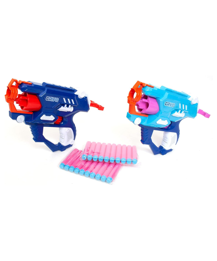 Cryo Agent Battle of Gravity Bullet Gun, Double Barrel Blaster with 6 Dart Rotating Drum and Pullback Prime Loading, High Performance Toy Gun for Kids 8+