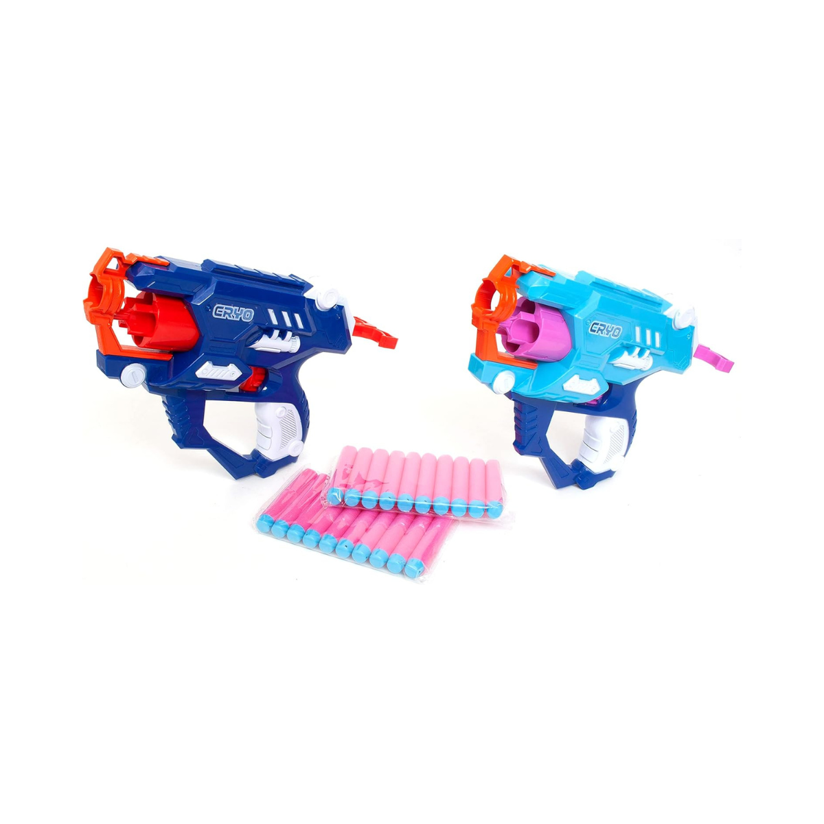 Cryo Agent Battle of Gravity Bullet Gun, Double Barrel Blaster with 6 Dart Rotating Drum and Pullback Prime Loading, High Performance Toy Gun for Kids 8+