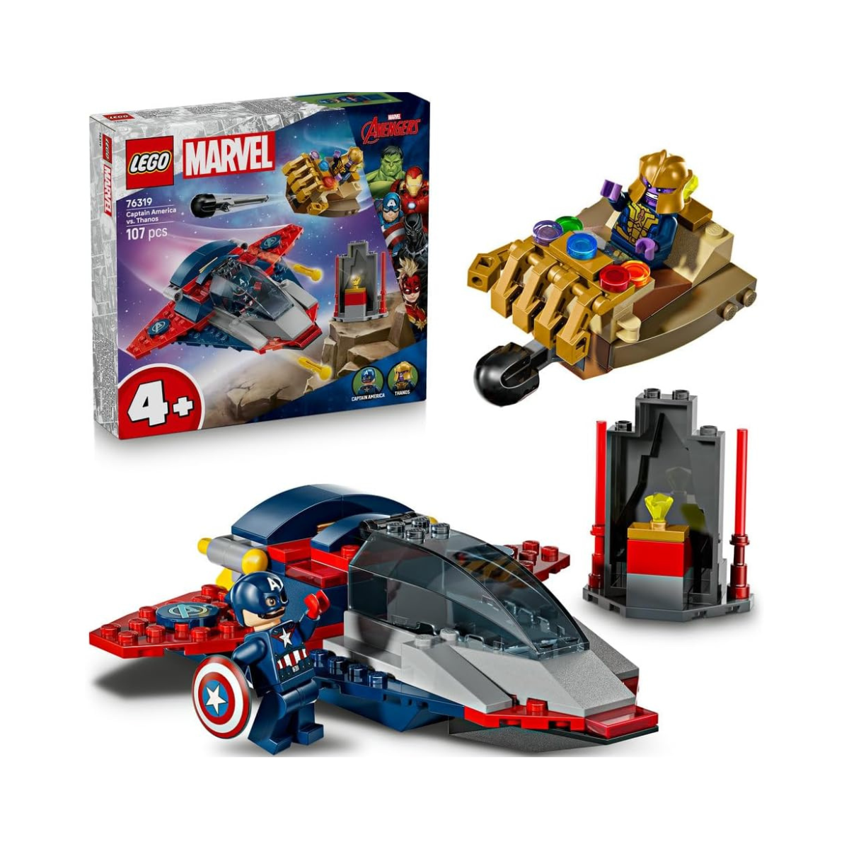 LEGO Super Heroes 76319 Captain America vs Thanos Battle Set for Kids 4+