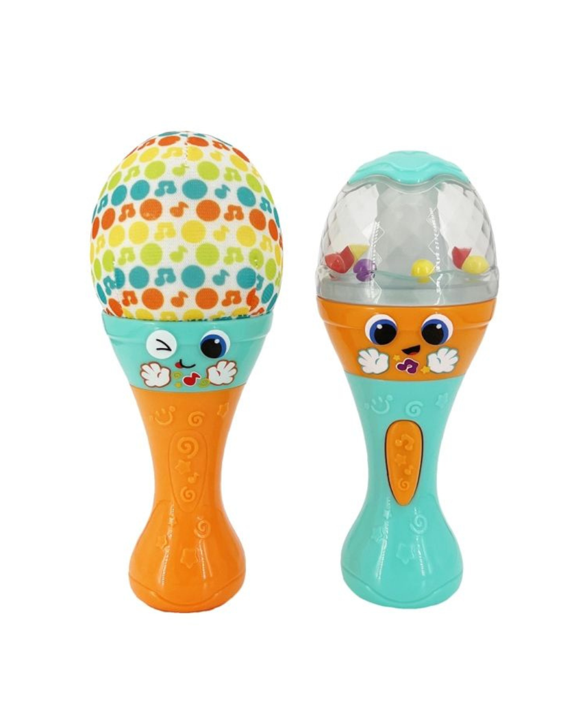 Winfun Baby Shaker Maracas, Interactive Music Toy with Light-Up Effects, Easy-Grasp, for Babies 3 Months and Up