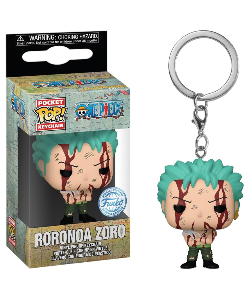 Funko Pop Pocket Keychain Roronoa Zoro One Piece Mini Vinyl Figure Collectible Keyring Anime Merchandise Gift Idea Backpack Decor Ages 3+