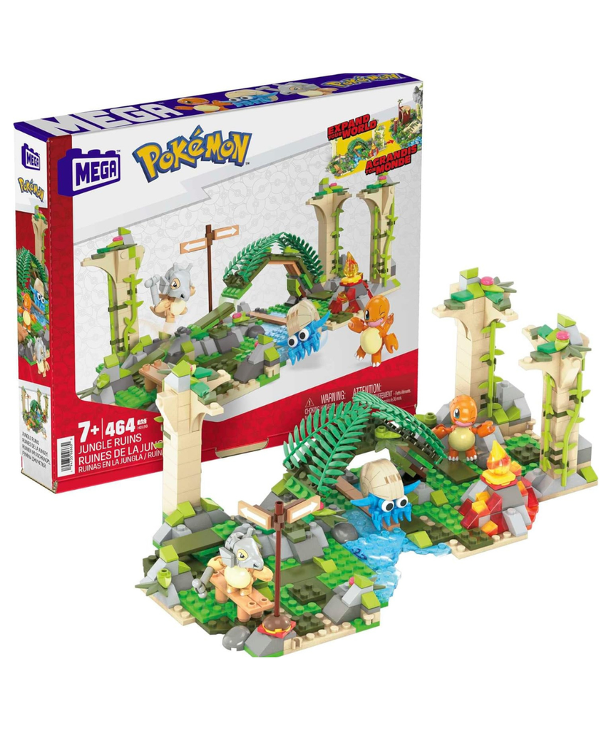 مجموعة بناء أطلال غابة بوكيمون ميجا، شخصيات كيوبون، تشارماندر، أومانايت، 464 قطعة، أطلال قديمة متصلة، متوافقة مع مجموعات بناء أخرى، هدية لعبة للأولاد والبنات، من عمر 7 سنوات فما فوق 