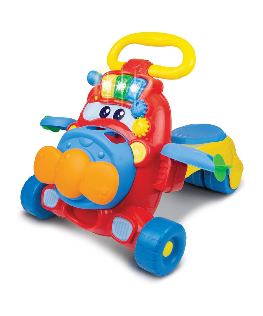 Winfun Junior Jet 2-in-1 Ride-On and Walker Toy for Babies Age 6 to 36 Months with Shape Sorter, Lights, Sounds, and Propeller Fun