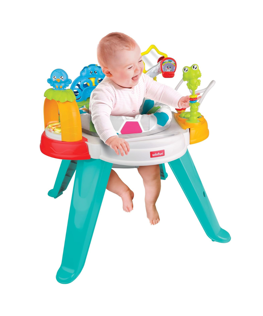 Winfun Baby Move Activity Center Interactive Toy, 2-in-1 Stationary and Activity Table with Lights, Sounds, and Detachable Play Pieces, for Babies 6 Months and Up