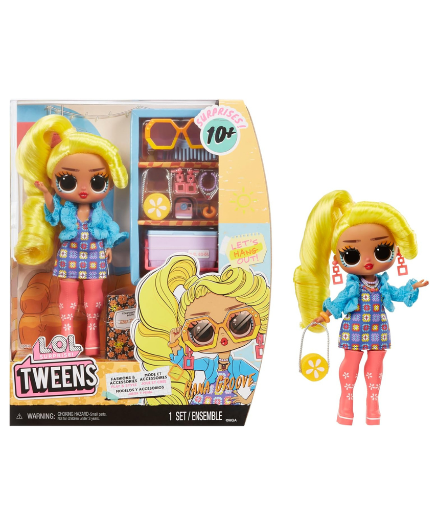L.O.L. Surprise Tweens Hana Groove Fashion Doll 6.5 Inch with 10+ Surprises, Accessories, Purse and Skateboard for Girls Ages 3+ Years