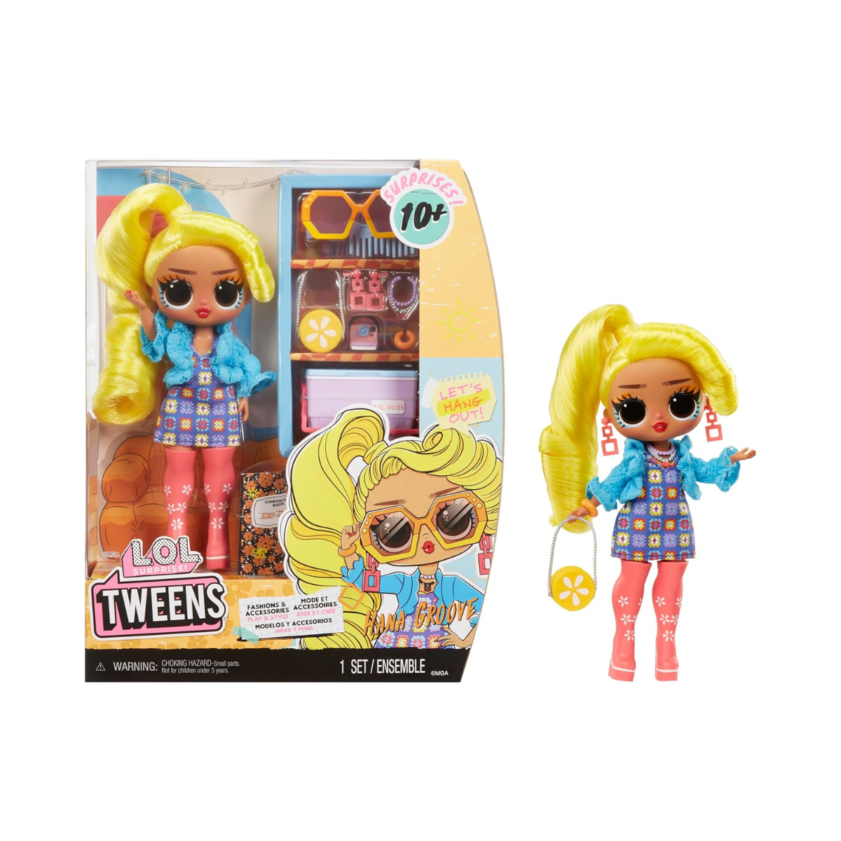 L.O.L. Surprise Tweens Hana Groove Fashion Doll 6.5 Inch with 10+ Surprises, Accessories, Purse and Skateboard for Girls Ages 3+ Years
