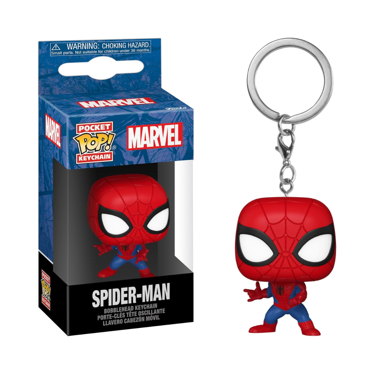 Funko Pop Pocket Keychain Spider-Man Marvel Comics Mini Vinyl Figure Collectible Keyring Backpack Decor Gift Idea Ages 3+