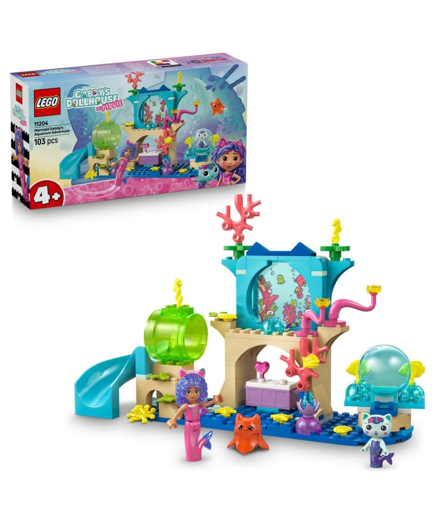 LEGO Gabby's Dollhouse Mermaid Gabby's Aquarium Adventure Toy with Gabby Mini Doll MerCat Figure and Accessories Gift for 4+ Year Old Girls and Movie Fans 11204