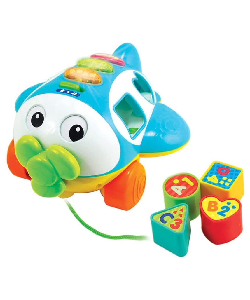 Winfun Sort N Learn Pull Along Plane for Toddlers Age 12 Months and Up with Shape Sorter, Talking Features, Music, and Flashing Lights