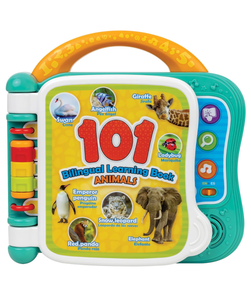 Winfun 101 Animals Bilingual Learning Book for Toddlers Age 18 to 36 Months with Interactive Animal Sounds Names and Short Stories in English and Polish