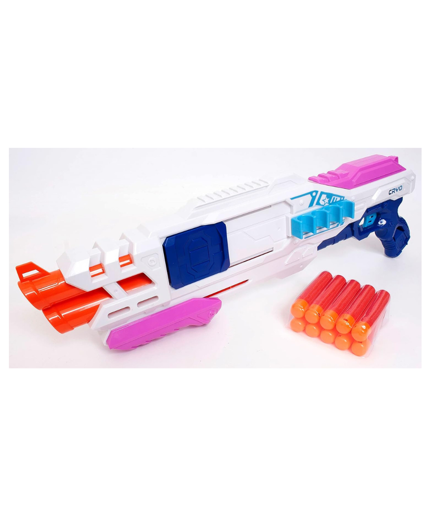 Boley Cryo Agent Anti Matter Blaster, Double Barrel Foam Dart Gun with Pump Action, 10 Darts Included, Kids 8+