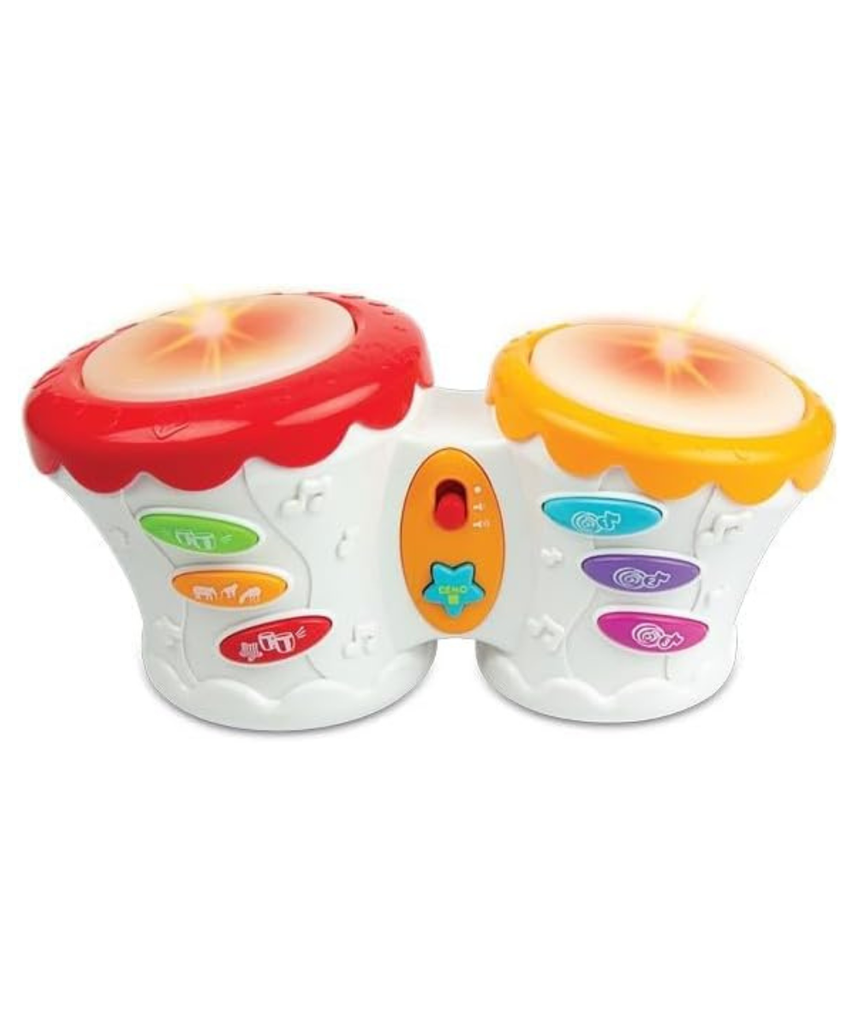 Winfun Groovy Baby Bongo Interactive Toy, Soft Touch Light Up Baby Drum, Rhythms Drum Sounds Animal Sound Effects, Musical Sensory Toy for Babies 6 Months+