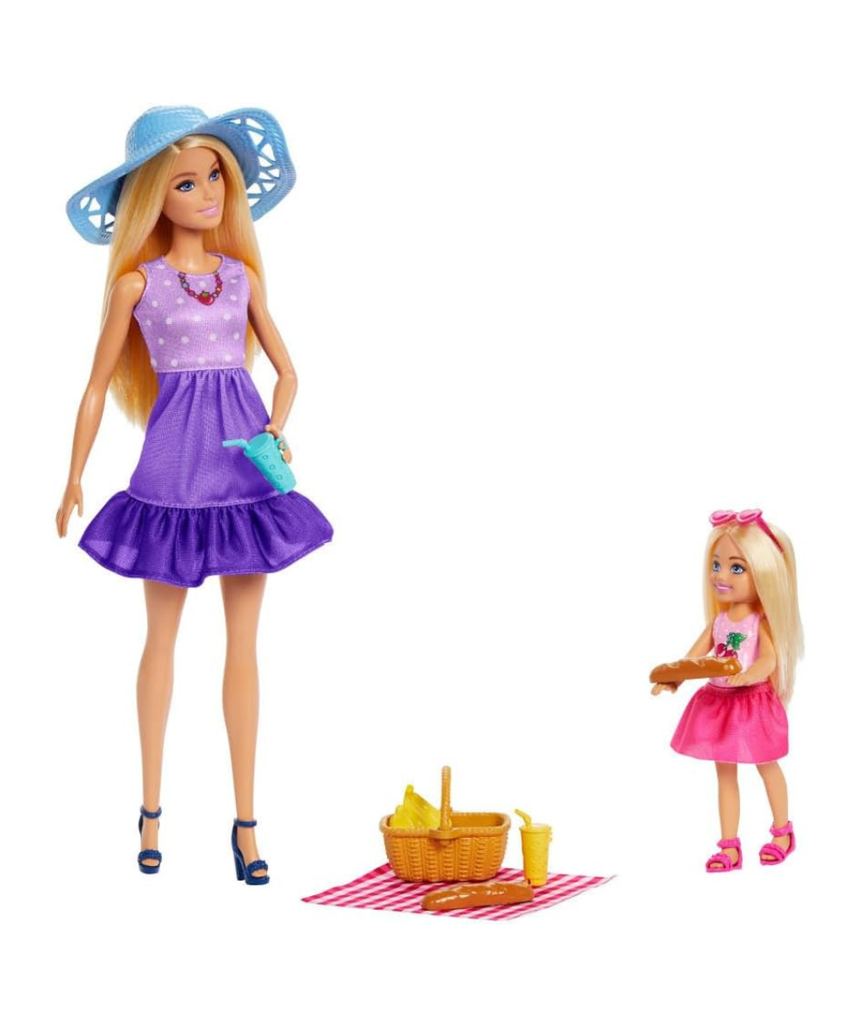 Barbie Family & Friends Dolls Picnic Playset, 2 Dolls with 9 Accessories, Imaginative Role-Play for Kids 3+