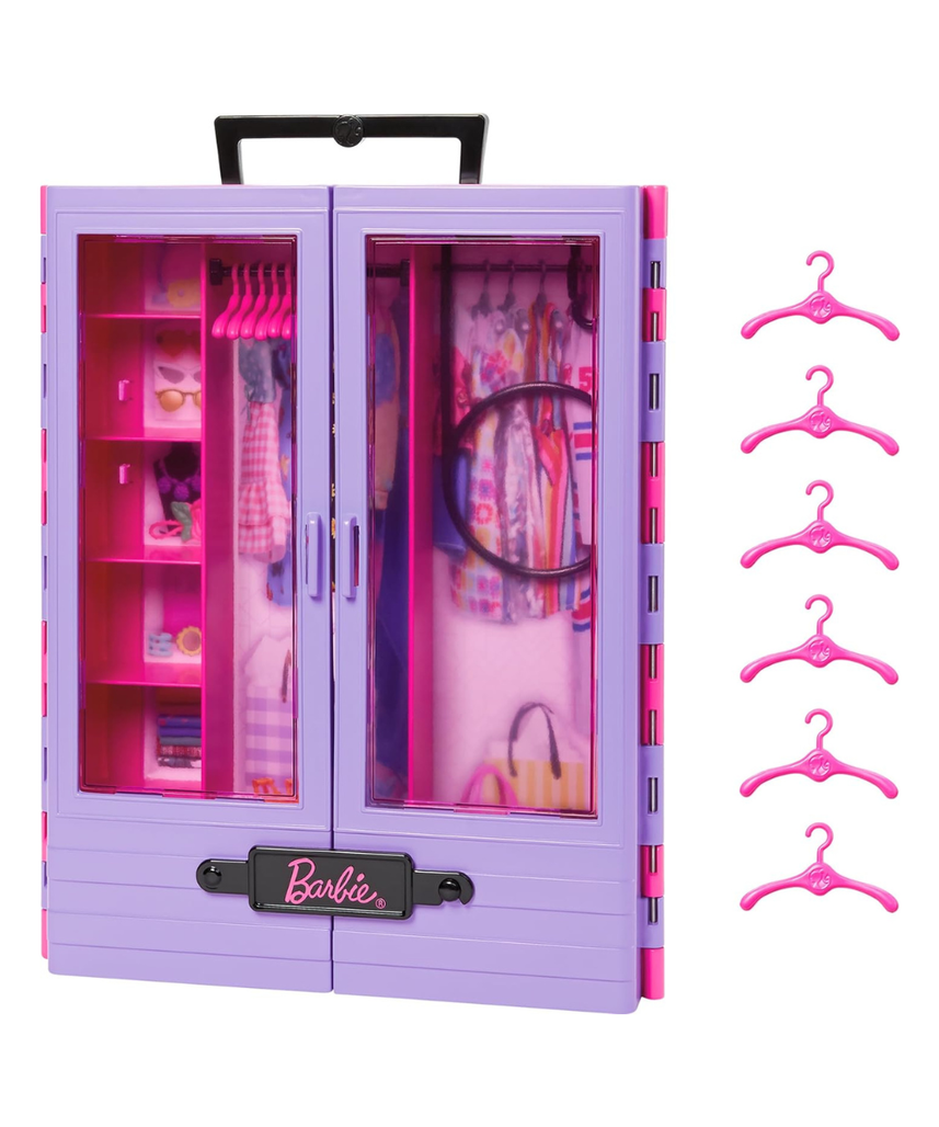 Barbie Fashionistas Ultimate Closet Accessory, 6 Hangers, Portable Doll Storage for Kids 3+