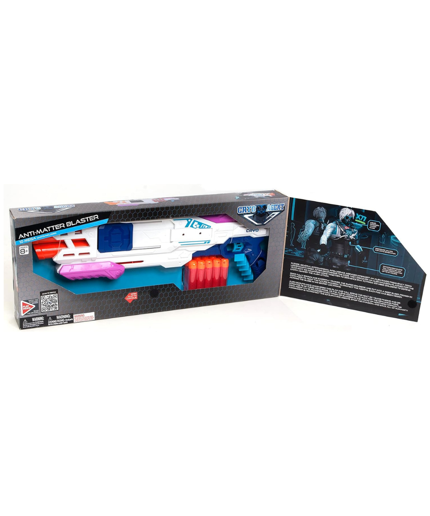 Boley Cryo Agent Anti Matter Blaster, Double Barrel Foam Dart Gun with Pump Action, 10 Darts Included, Kids 8+