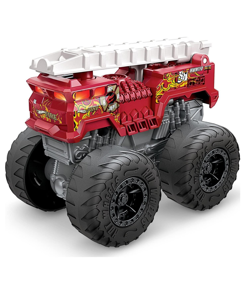 Hot Wheels Monster Trucks Roarin’ Wreckers – 5 Alarm Fire Truck with Lights & Sounds – 1:43 Scale – Ages 3+