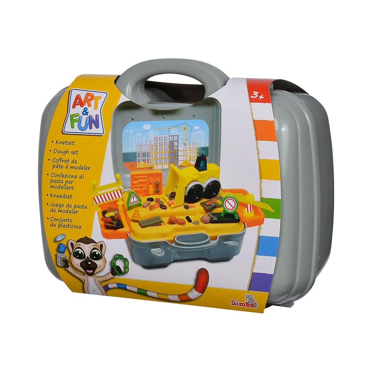 Simba Art & Fun Construction Site Kneading Set, 4 x 50g Modelling Dough with Bulldozer & Accessories, 14-Piece Clay Set for Kids 3+