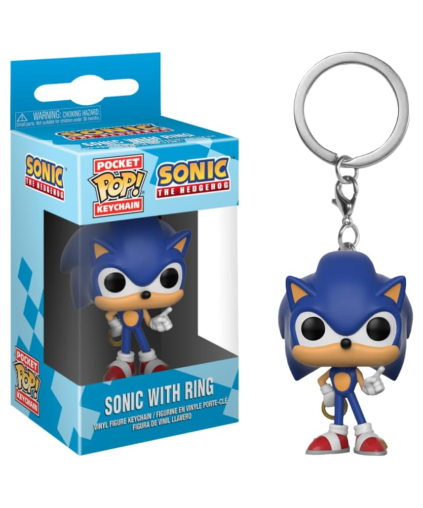 Funko Pocket Pop Sonic The Hedgehog With Ring Keychain Mini Collectible Figure Portable Vinyl Keyring Gamer Merch Gift For Kids Ages 3+