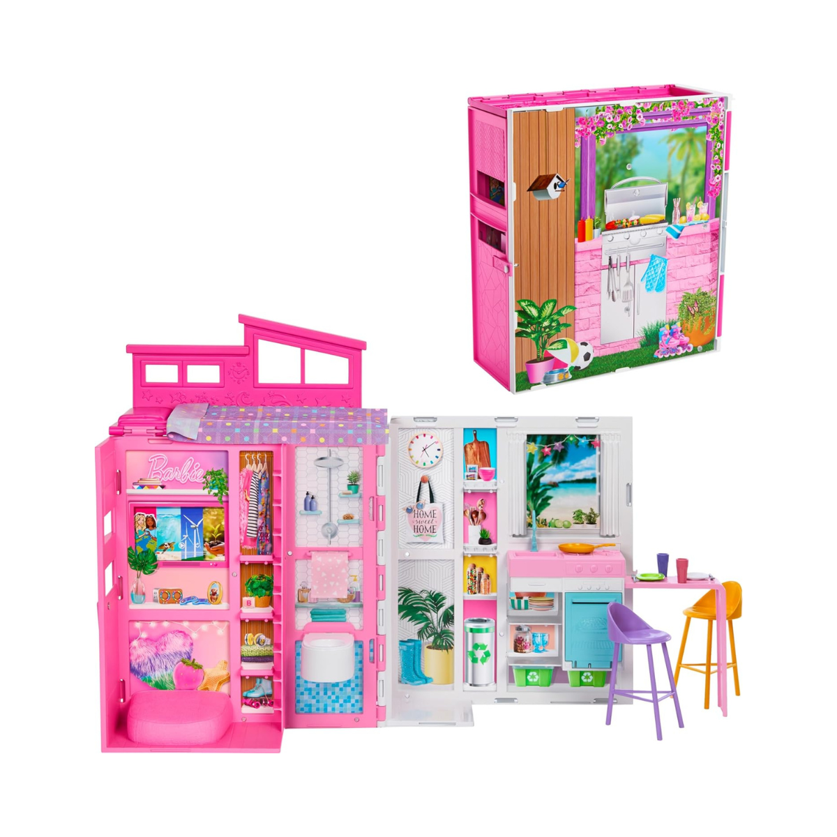 Barbie Getaway House, Doll House Playset with 4 Play Areas and 11 Decor Accessories