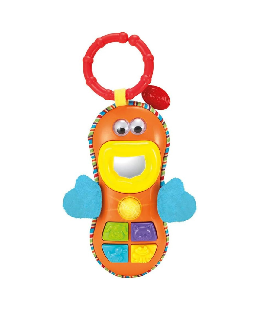 Winfun Silly Face Cell Phone Interactive Toy for Toddlers Multicolor Sound Effects Music Light Up Button Rattle for Baby Play 3 Months and Up