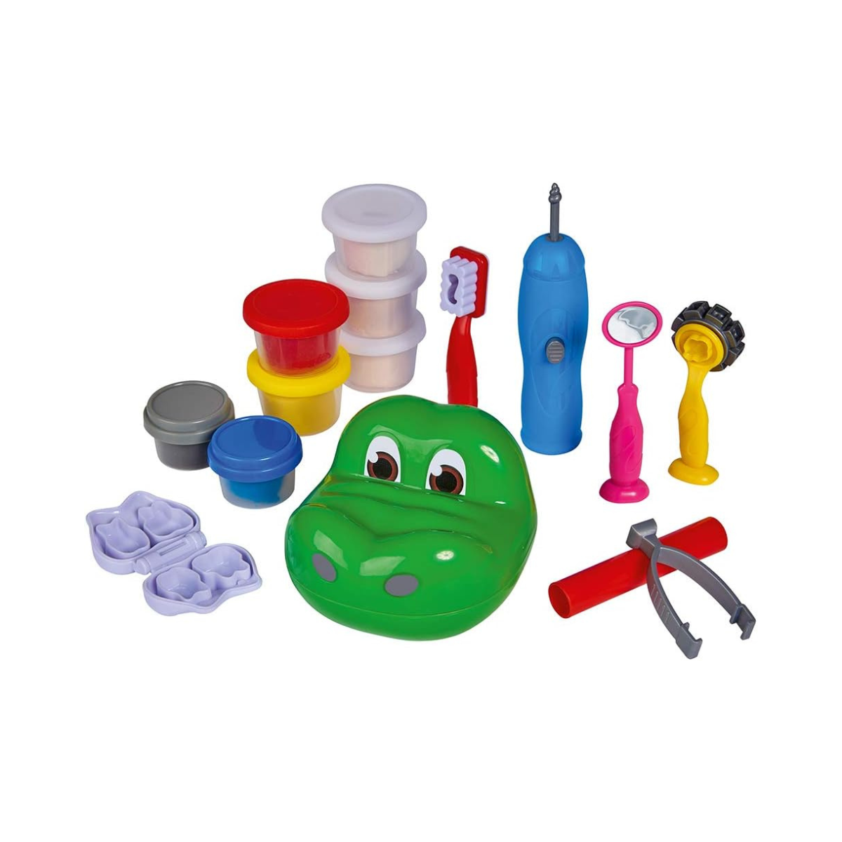 Simba Art & Fun Dough Crocodile Dentist Set, 15-Piece Modelling Clay P ...