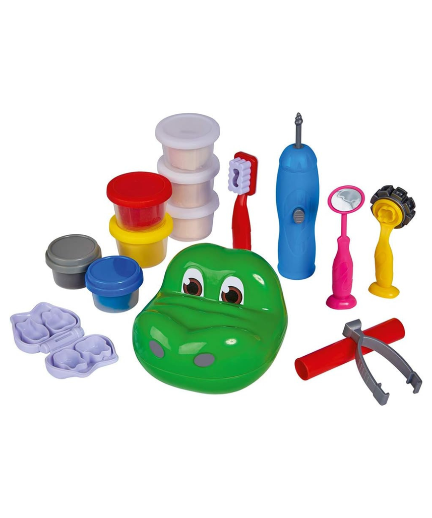 Simba Art & Fun Dough Crocodile Dentist Set, 15-Piece Modelling Clay Play Set for Kids 3+, Multi-Colour