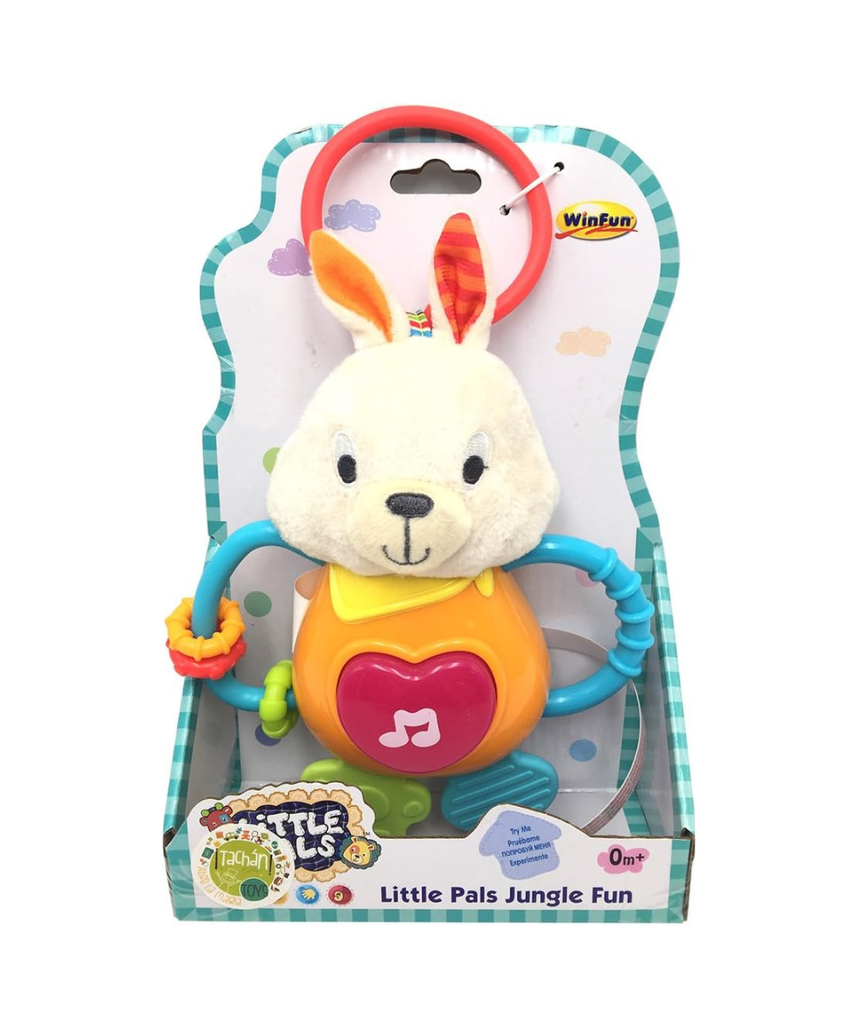 Winfun Bouncy Bunny Jungle Fun Interactive Plush with Sounds and Bouncing Action, Light-Up Music and Movement, Sound-Activated Soft Cuddly Toy for Babies 3 Months and Up