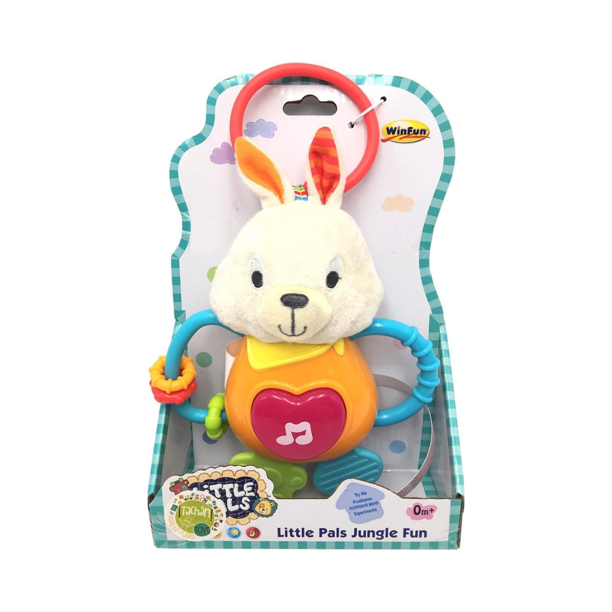 Winfun Bouncy Bunny Jungle Fun Interactive Plush with Sounds and Bouncing Action, Light-Up Music and Movement, Sound-Activated Soft Cuddly Toy for Babies 3 Months and Up