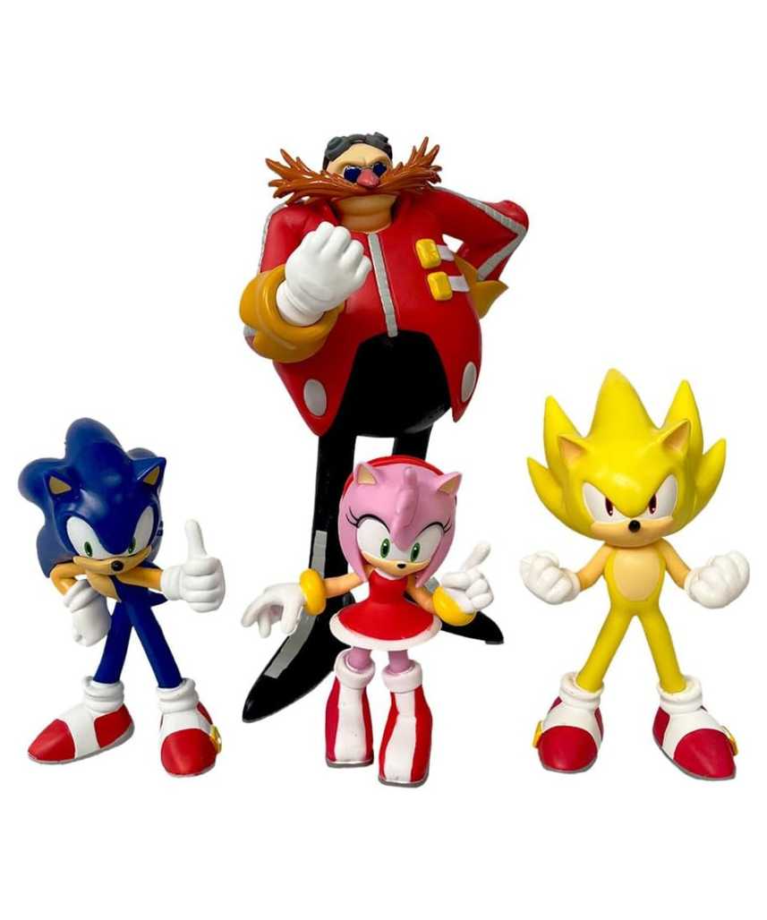 Comansi Super Sonic Miniature Figure 3-Piece Set, Sonic, Amy Rose, and Super Sonic Collectible Toys, Tabletop Play Figures, Special Paint Finish, Plastic Figures for Kids and Fans, Officially Licensed