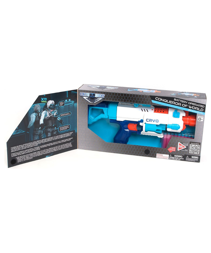 Cryo Agent Conqueror of Worlds Dart Gun, Removable Scope, 10 Dart Rotating Drum, Anti Jam Hatch, Shoulder Rest, Foam Blaster for Kids 8+