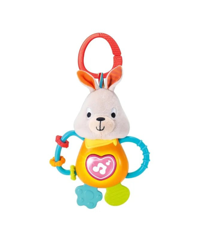 Winfun Bouncy Bunny Jungle Fun Interactive Plush with Sounds and Bouncing Action, Light-Up Music and Movement, Sound-Activated Soft Cuddly Toy for Babies 3 Months and Up