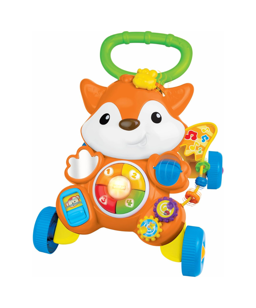 Winfun Grow-With-Me Fox Walker, 3-in-1 Ride-On + Baby Walker + Push Fox Toy , Light + Sound Developmental Activity Walker for Toddlers 12M+