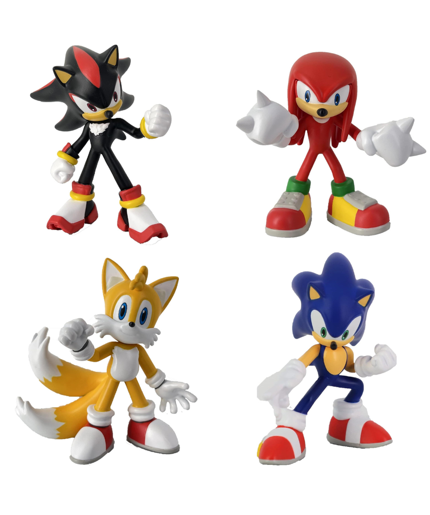 Comansi Sonic Figurines Gift Box 4-Piece Set, Miniature Figures of Sonic, Shadow, Knuckles, Tails, High-Quality Thermoplastic Plastic, Tabletop Collectible Toys, 6cm, Officially Licensed