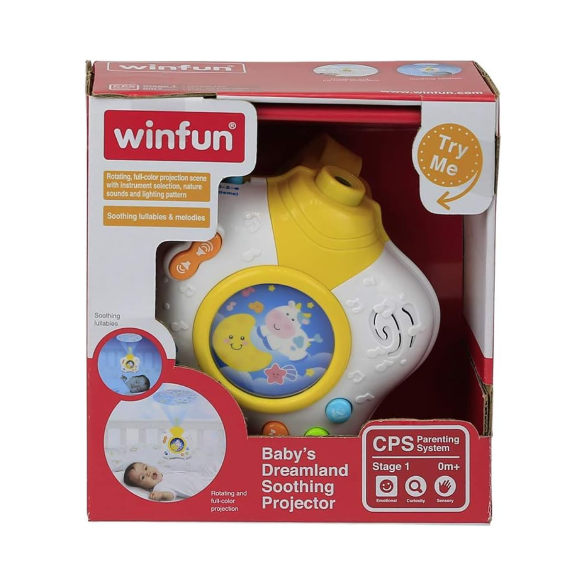 Winfun Baby’s Dreamland Soothing Projector Night Light for Infants Multicolor Rotating Light Lullabies Soothing Sounds Calming Sleep Crib Toy 0 Months+