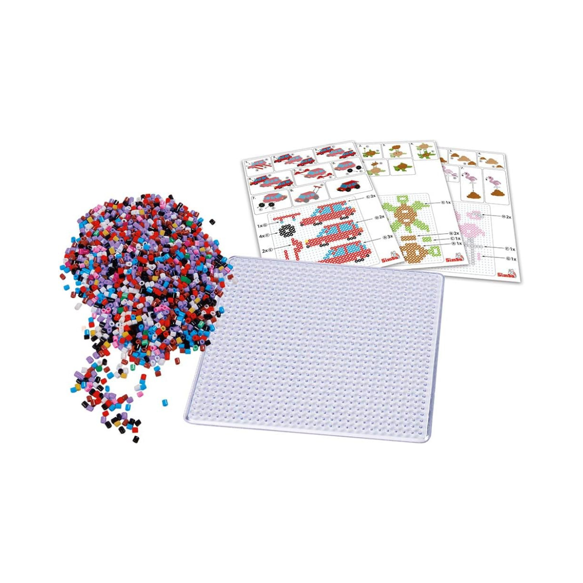 Simba Art & Fun Ironing Beads 3D, 2,400-Piece Bead Set with Pegboard & Templates, Multicolor, Kids 3+