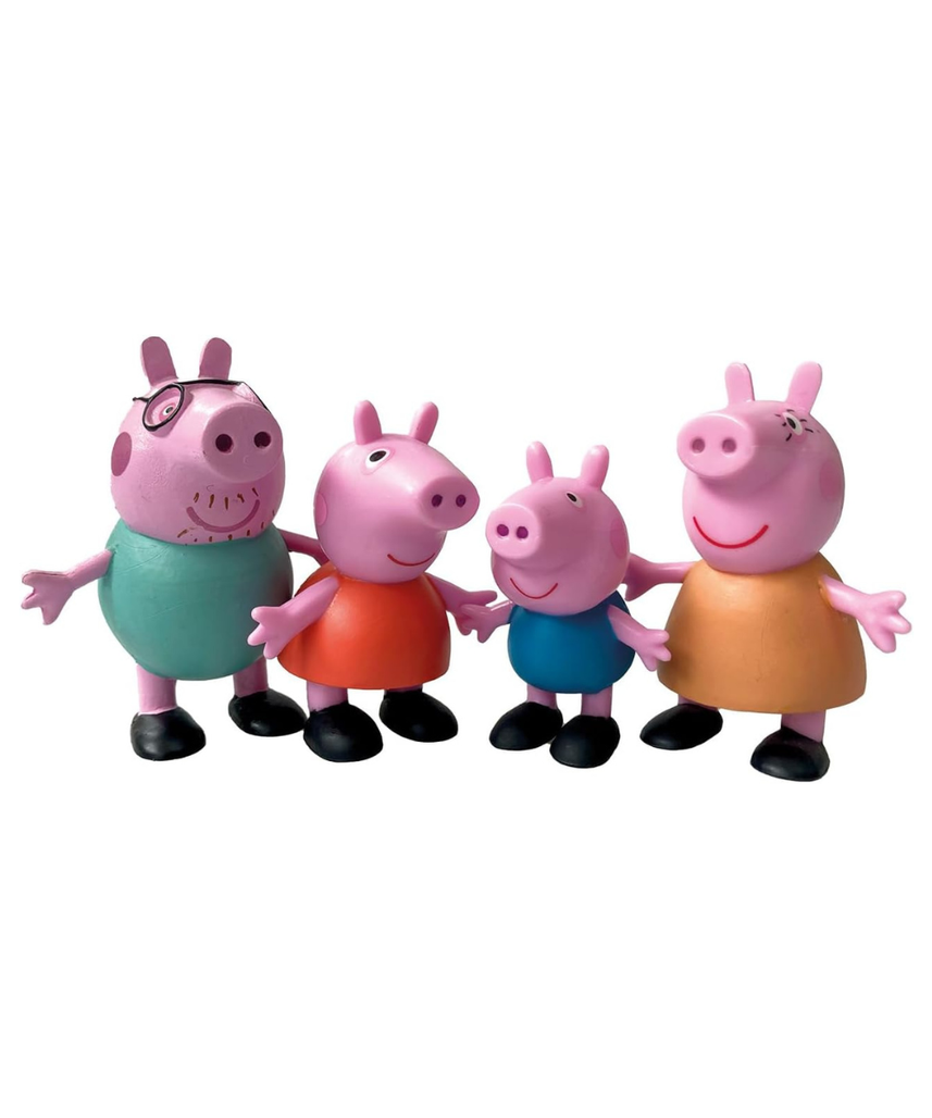 Comansi Peppa Pig Collection Set 4 Figures, Hand-Painted Non-Articulated Action Figures, Peppa, George, Mama, and Papa, Tabletop Collectibles, Cartoon Toy Set for Kids, Officially Licensed