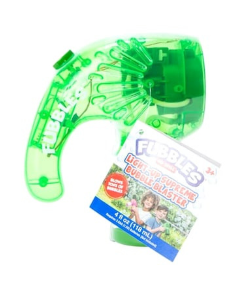 Fubbles Light Up Supreme Bubble Blaster, 118ml Bubble Solution Included, Light Up Bubble Gun for Kids, Automatic Trigger Bubble Toy, Durable Non Toxic Bubble Maker for Outdoor Play, Battery Operated, Ages 3 Plus
