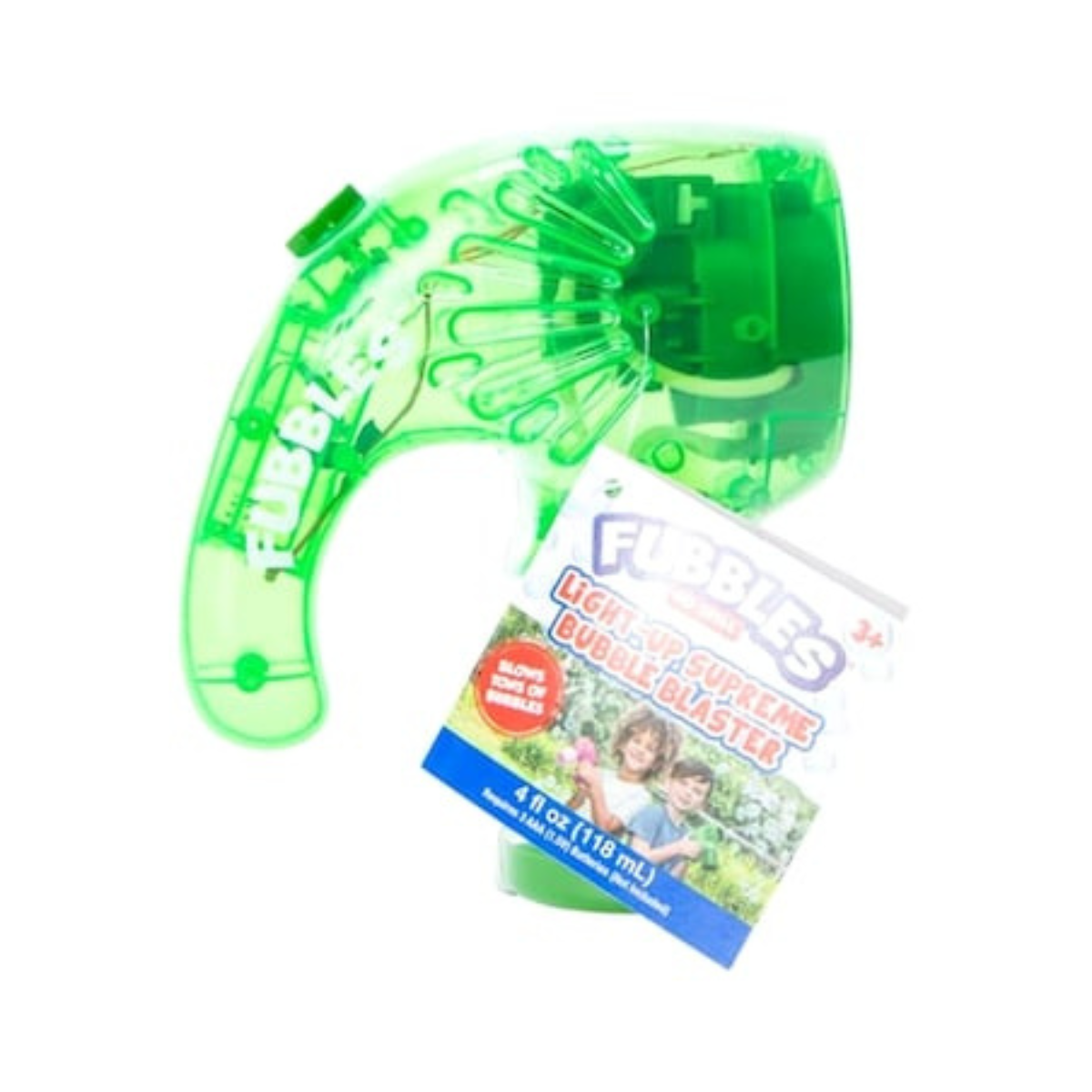 Fubbles Light Up Supreme Bubble Blaster, 118ml Bubble Solution Included, Light Up Bubble Gun for Kids, Automatic Trigger Bubble Toy, Durable Non Toxic Bubble Maker for Outdoor Play, Battery Operated, Ages 3 Plus
