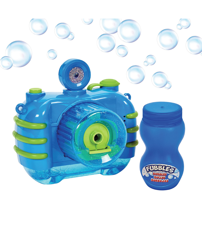 Fubbles No Spill Bubble Camera Toy, 118ml Bubble Solution Included, Automatic Bubble Camera for Kids, Non Spill Bubble Maker with Lights and Sound, Pretend Play Bubble Toy, Battery Operated, Outdoor Bubble Fun, Ages 3 Plus