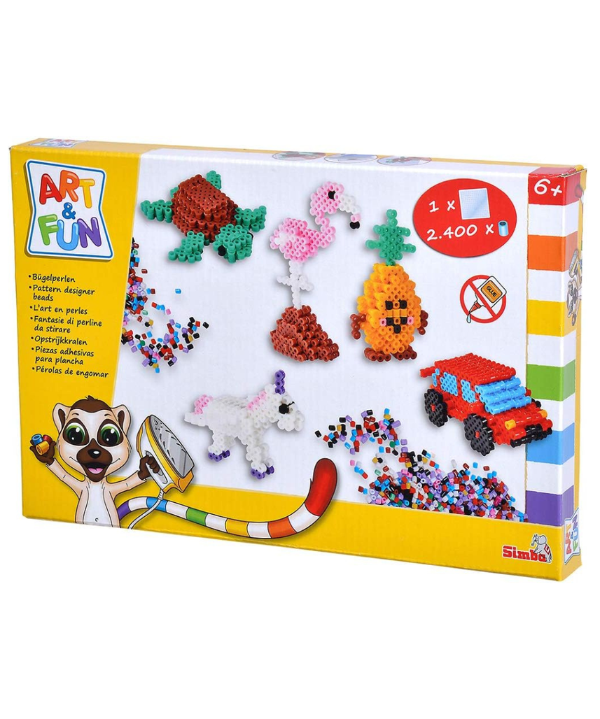 Simba Art & Fun Ironing Beads 3D, 2,400-Piece Bead Set with Pegboard & Templates, Multicolor, Kids 3+