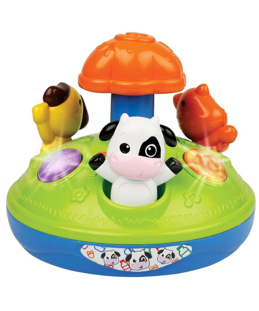 Winfun Animal Friends Spinner, Interactive Spinning Baby Toy with Lights, Melodies + Animal Sounds, 6–48 Months