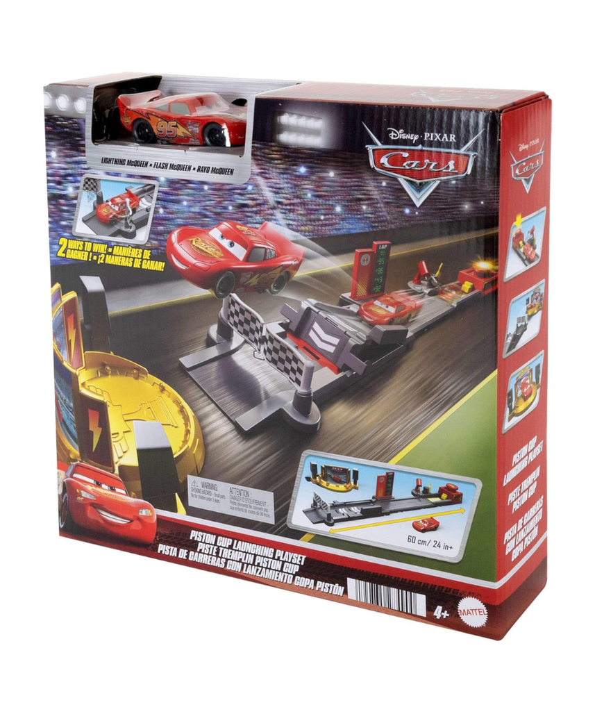 Mattel Disney Pixar Cars Piston Cup Jump & Stunt Runway Playset with Lightning McQueen, 2 Ways to Play, Ages 4+