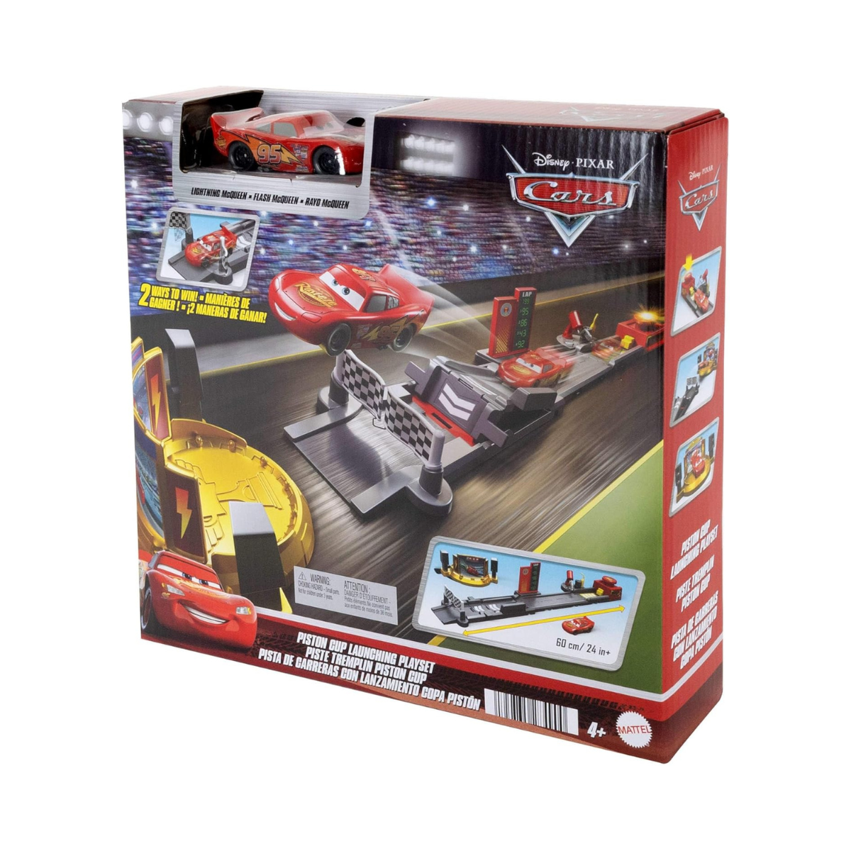 Mattel Disney Pixar Cars Piston Cup Jump & Stunt Runway Playset with Lightning McQueen, 2 Ways to Play, Ages 4+